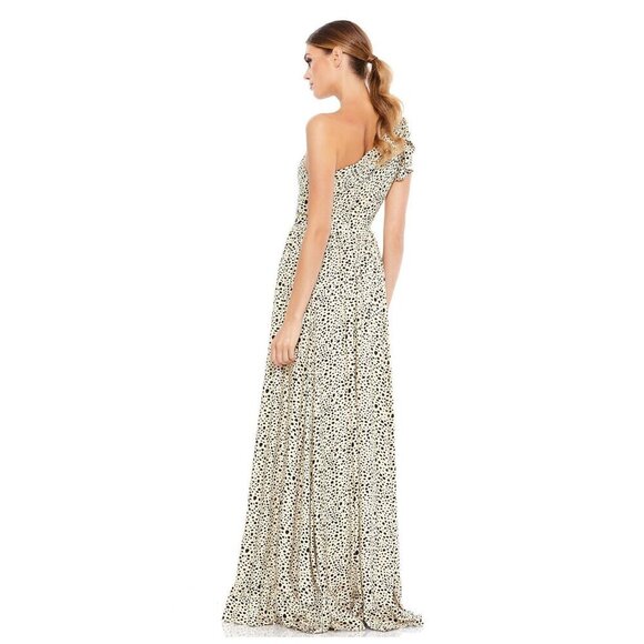 NWT Ieena for Mac Duggal Animal Print One Shoulder Dress 2 Dalmatian #8113 - Picture 4 of 7